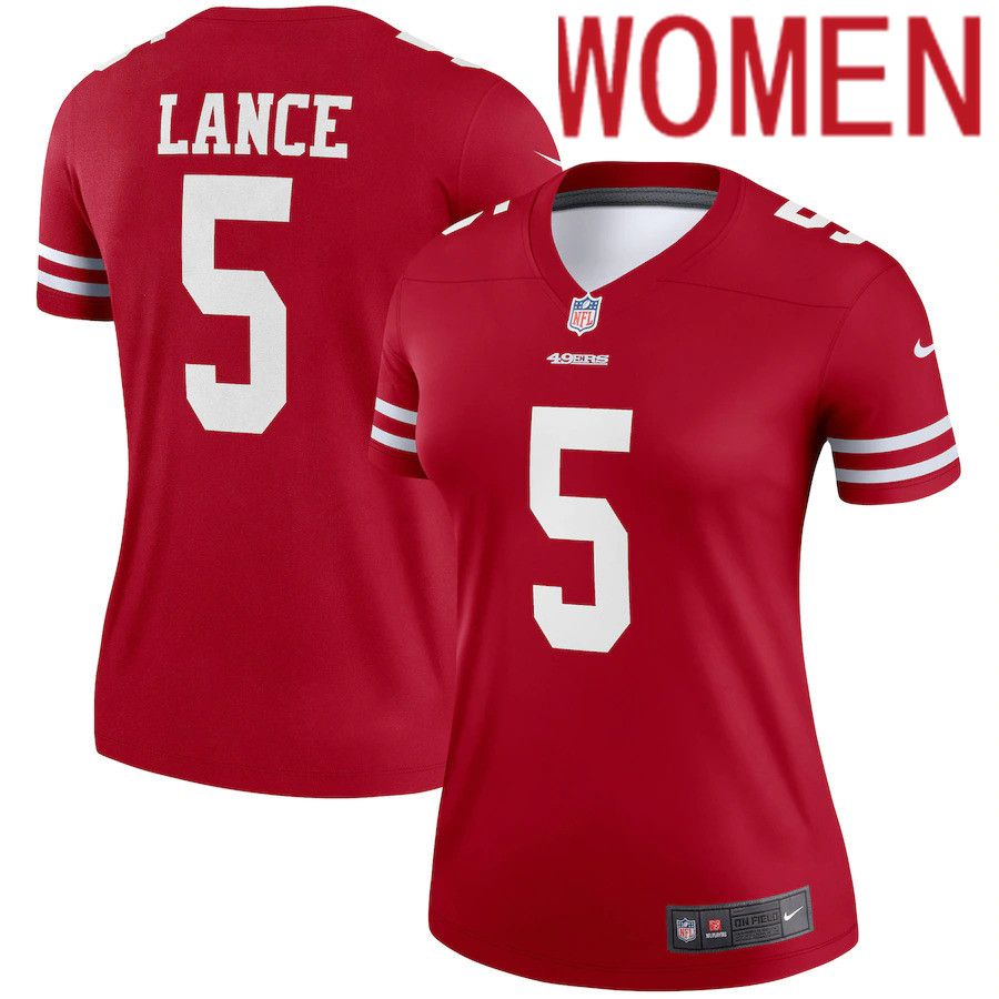 Cheap Women San Francisco 49ers 5 Trey Lance Nike Scarlet Legend NFL Jersey
